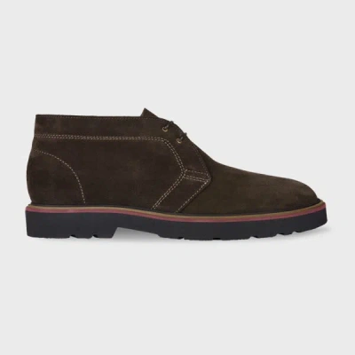 Paul Smith Dark Brown Suede 'karr' Boots In Black