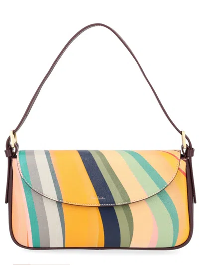 Paul Smith Dark Brown Swirl Pattern Leather Shoulder Bag In Multi