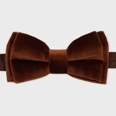 Paul Smith Dark Brown Velvet Pre-tied Bow Tie In Burgundy