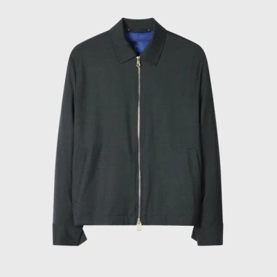 Paul Smith Dark Green Melange 'storm System' Wool Harrington Jacket