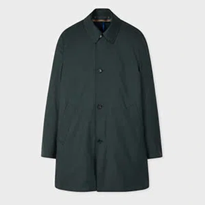 PAUL SMITH DARK GREEN MELANGE 'STORM SYSTEM' WOOL MAC WITH DETACHABLE GILET