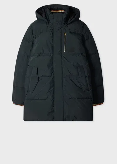 Paul Smith Dark Green Water Repellent Mid-length Down Coat In Blue