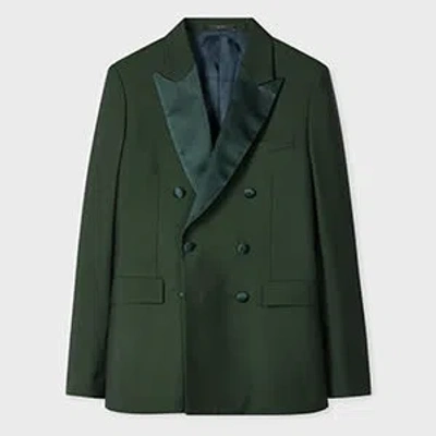 Paul Smith Dark Green Wool-mohair Double-breasted Evening Blazer