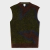 Paul Smith Dark Grey And Green 'photogram Leaves' Mohair-blend Knitted Vest In Grey