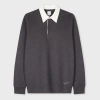 Paul Smith Dark Grey Contrast Collar Marl Sweatshirt In Grey