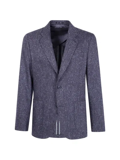 Paul Smith Dark Grey Donegal Wool Patch-pocket Blazer In Blue