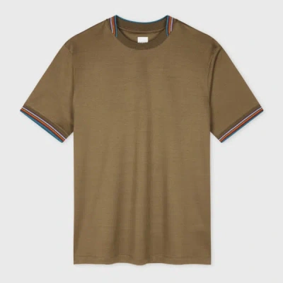 Paul Smith Mens Stripe Detail Tshirt Brown