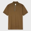 Paul Smith Dark Khaki 'signature Stripe' Trim Polo Shirt Brown In Brown