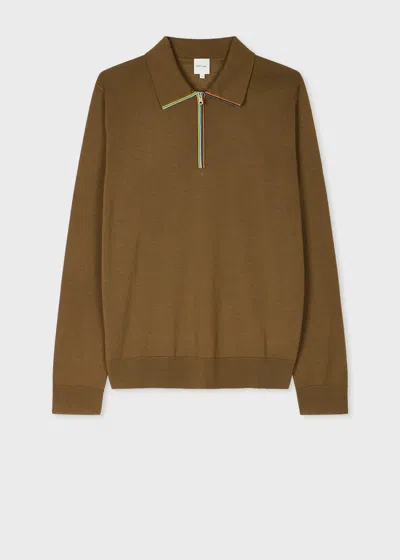 Paul Smith Mens Sweater Ls Polo Brown