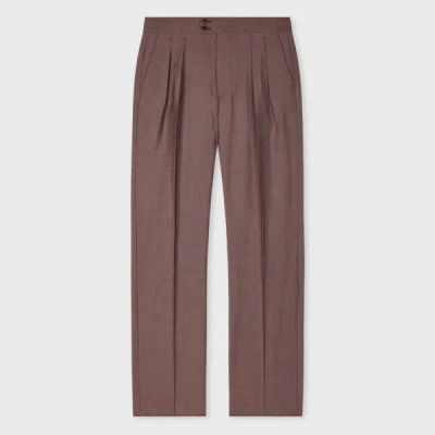 Paul Smith Dark Mauve Wool-mohair Pleat Front Trousers Purple
