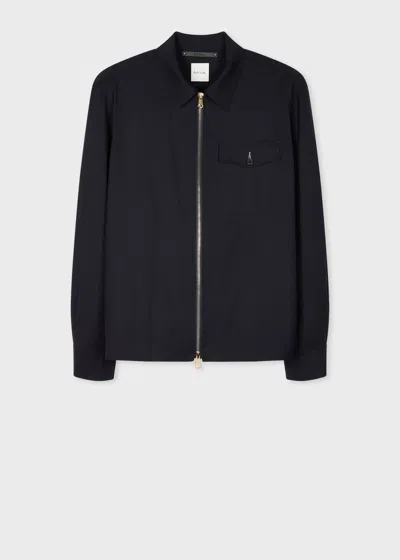 Paul Smith Dark Navy Bi-stretch Wool Zip Jacket Blue