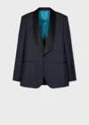 Paul Smith Dark Navy Check Superfine Merino Wool Evening Blazer Blue In Blue