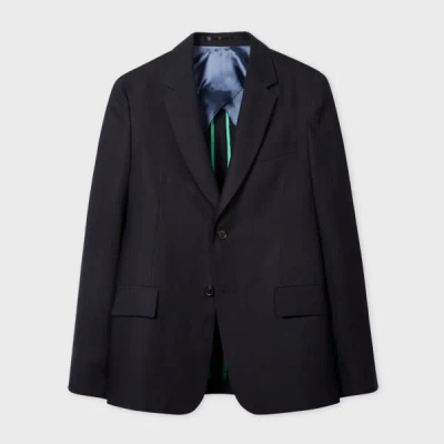 Paul Smith Dark Navy Linen Buggy-lined Blazer Blue In Black