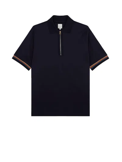 Paul Smith Dark Navy Short-sleeved Polo Shirt In Blu