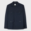 Paul Smith Dark Navy Stretch-wool Seersucker Field Jacket Blue In Blue