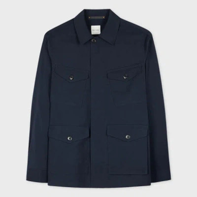 Paul Smith Dark Navy Stretch-wool Seersucker Field Jacket Blue