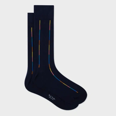 Paul Smith Dark Navy Thin 'artist Stripe' Socks Blue In 47 Navy