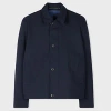 Paul Smith Dark Navy Two-ply Hopsack Wool Wadded Harrington Jacket Blue In Blue