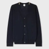 PAUL SMITH DARK NAVY WASHABLE WOOL 'SIGNATURE STRIPE' CARDIGAN BLUE