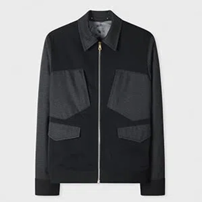 Paul Smith Dark Navy Wool And Cotton-blend Mix-up Jacket Blue In Black