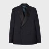 Paul Smith Dark Navy Wool-mohair Double-breasted Evening Blazer Blue In Blue