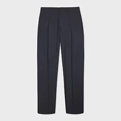 Paul Smith Dark Navy Wool-mohair Pleated Trousers Blue