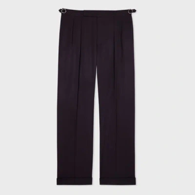 Paul Smith Dark Purple Wool Gabardine Double-pleat Wide Leg Trousers