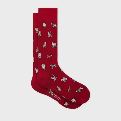Paul Smith Dark Red Cotton-blend 'dogs' Socks