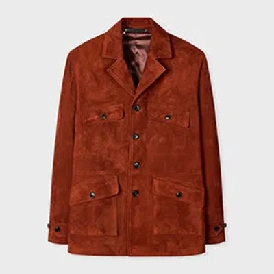 Paul Smith Dark Red Suede Field Jacket In Brown