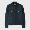Paul Smith Dark Teal Suede Trucker Jacket Blue In Blue