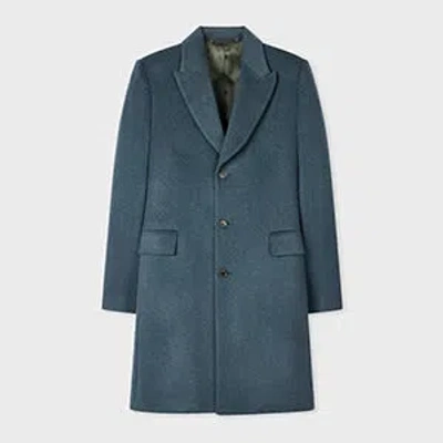 Paul Smith Dark Teal Wool-cashmere Blend Overcoat Green In Blue