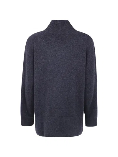 Paul Smith Dark-grey Wool-cashmere High-neck Knit Sweater In Blue