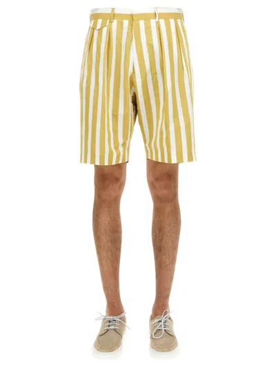 Paul Smith Deckchair Striped Bermuda Shorts In Yellow