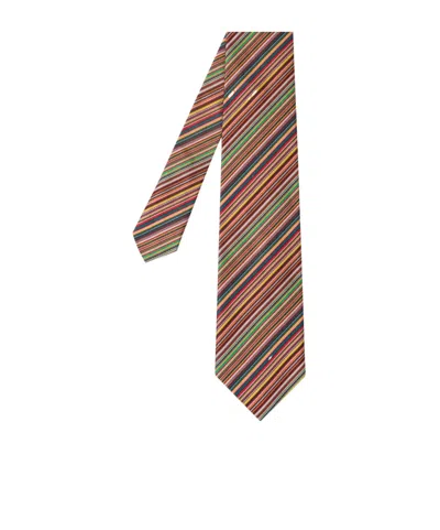 Paul Smith Diagonal-stripe Silk Tie In Multicolor