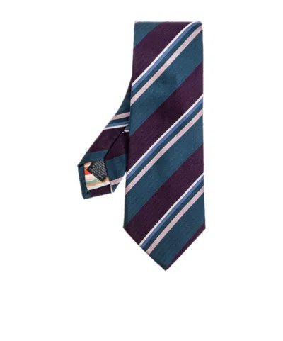 Paul Smith Diagonal Striped Tie In Blue