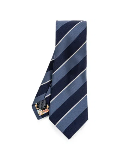 Paul Smith Diagonal-stripe Herringbone-weave Tie In Multi