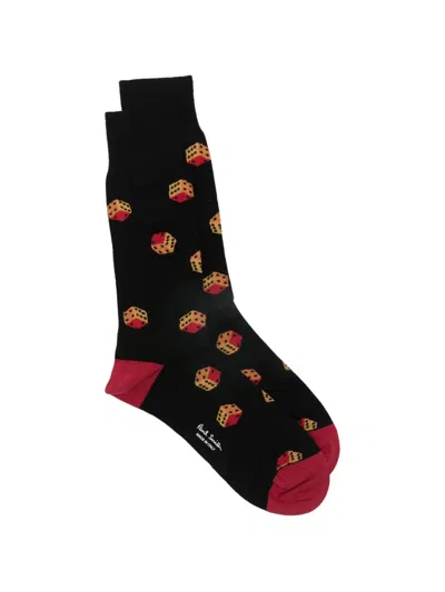 Paul Smith Dice-pattern Socks In Black
