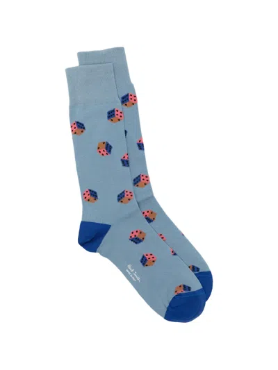 Paul Smith Dice-pattern Socks In Blue