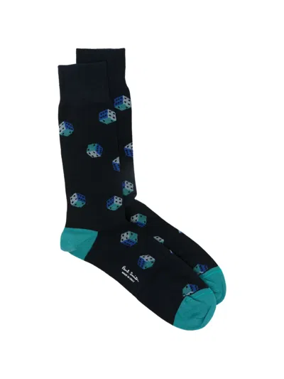 Paul Smith Dice-pattern Socks In Blue