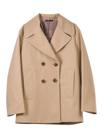 Paul Smith Double -breasted Cotton Twill In Brown