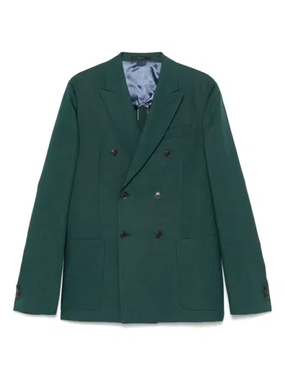 Paul Smith Dark Green Linen Double Breasted Blazer