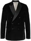 Paul Smith Satin-lapel Double-breasted Velvet Suit Jacket In Black