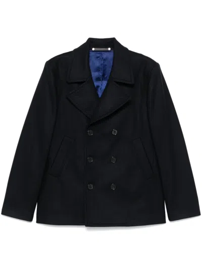 Paul Smith Lapels Wide Wool-cashmere Blend Coats In Blue