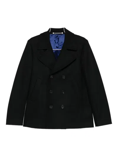 Paul Smith Double-breasted Peacoat In Blue