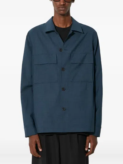 Paul Smith Double-pocket Button-down Shirt Jacket In Blue