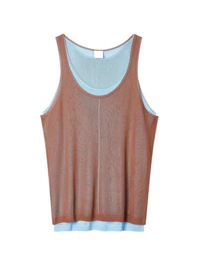 Paul Smith Double-layered Sleeveless Top In Brown