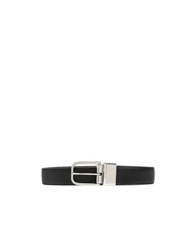 Paul Smith Reversible Grained Leather Belt In Black