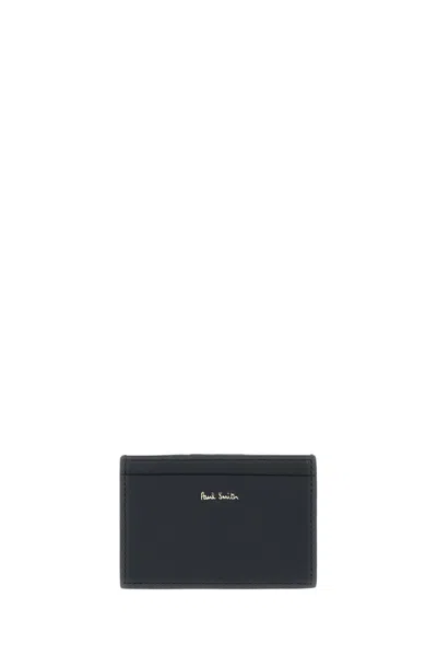 Paul Smith Double-sided Leather Card Holder With Multicolor Stripe In Black