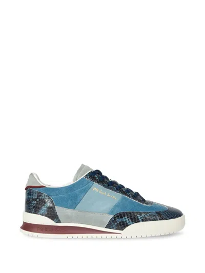 Paul Smith Dover Snake-pattern Panelled Sneakers In Blue