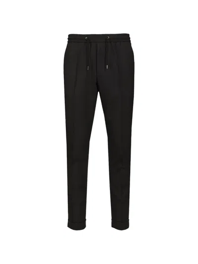 Paul Smith Tailored Wool Trousers With Drawstring Waistband And Refined Cuffs In Black